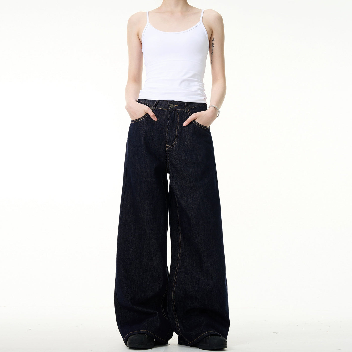 Basic Wide Leg Clean Fit Jeans Korean Street Fashion Jeans By Mad Witch Shop Online at OH Vault