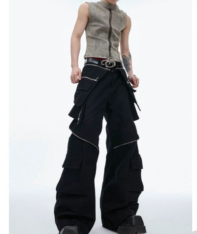 Double Layer Zipped Detail Pants Korean Street Fashion Pants By Argue Culture Shop Online at OH Vault