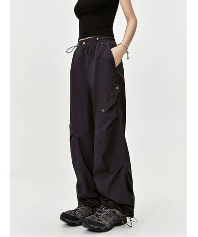 Plain Elasticated Parachute Pants Korean Street Fashion Pants By Made Extreme Shop Online at OH Vault