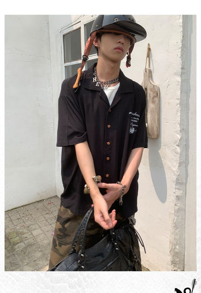 Relaxed Fit Buttoned Shirt Korean Street Fashion Shirt By Pioneer of Heroism Shop Online at OH Vault