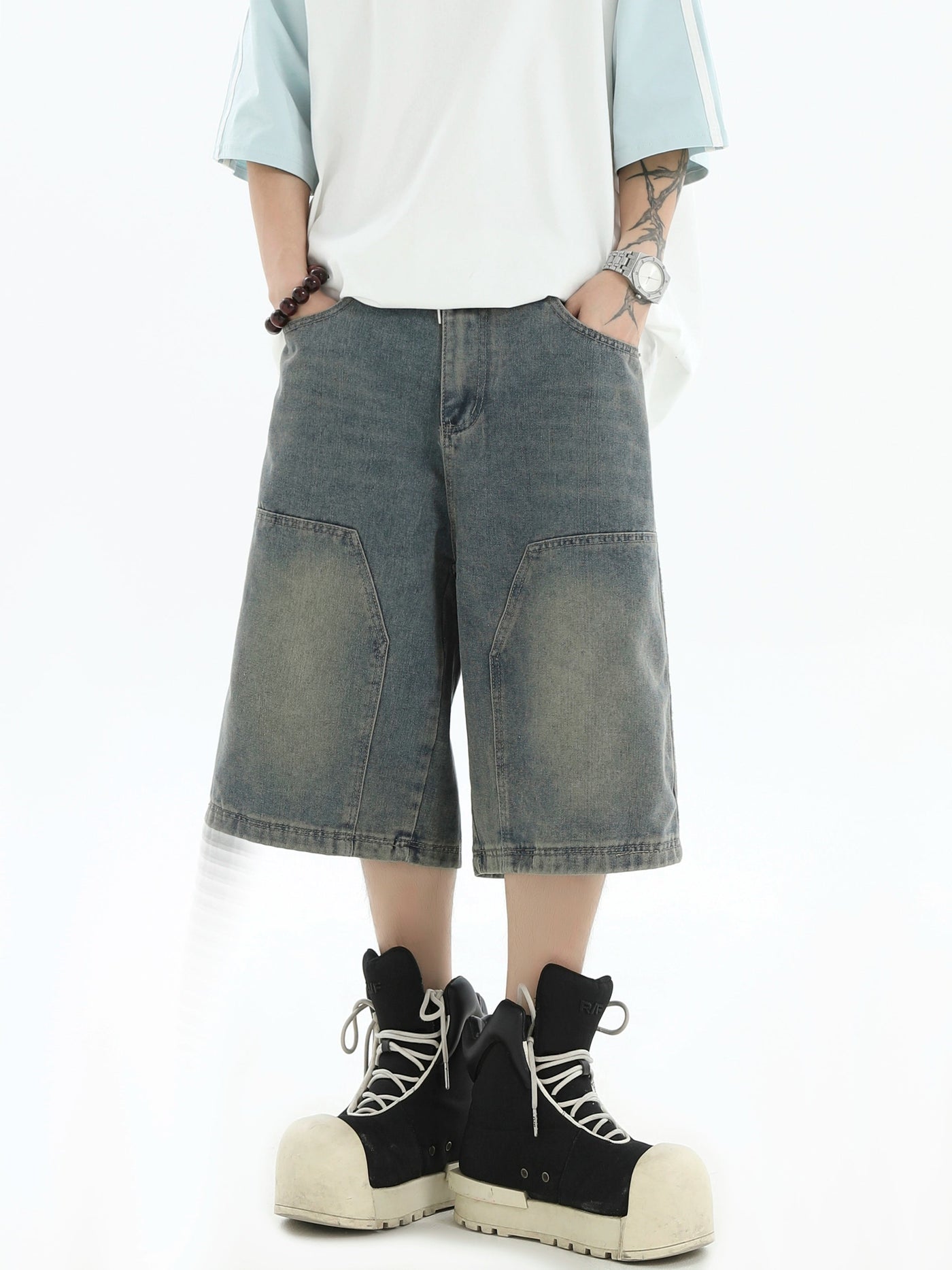 Washed Wide Denim Shorts Korean Street Fashion Shorts By INS Korea Shop Online at OH Vault