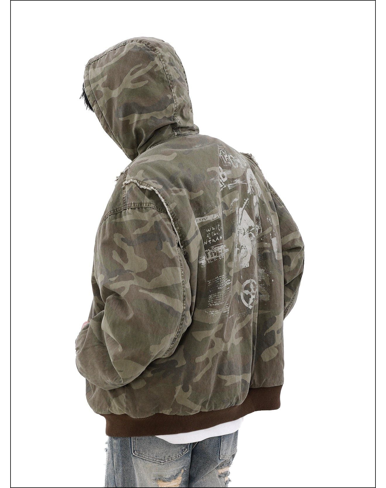 Band Graphic Camouflage Zip-Up Hoodie Korean Street Fashion Hoodie By Mr Nearly Shop Online at OH Vault