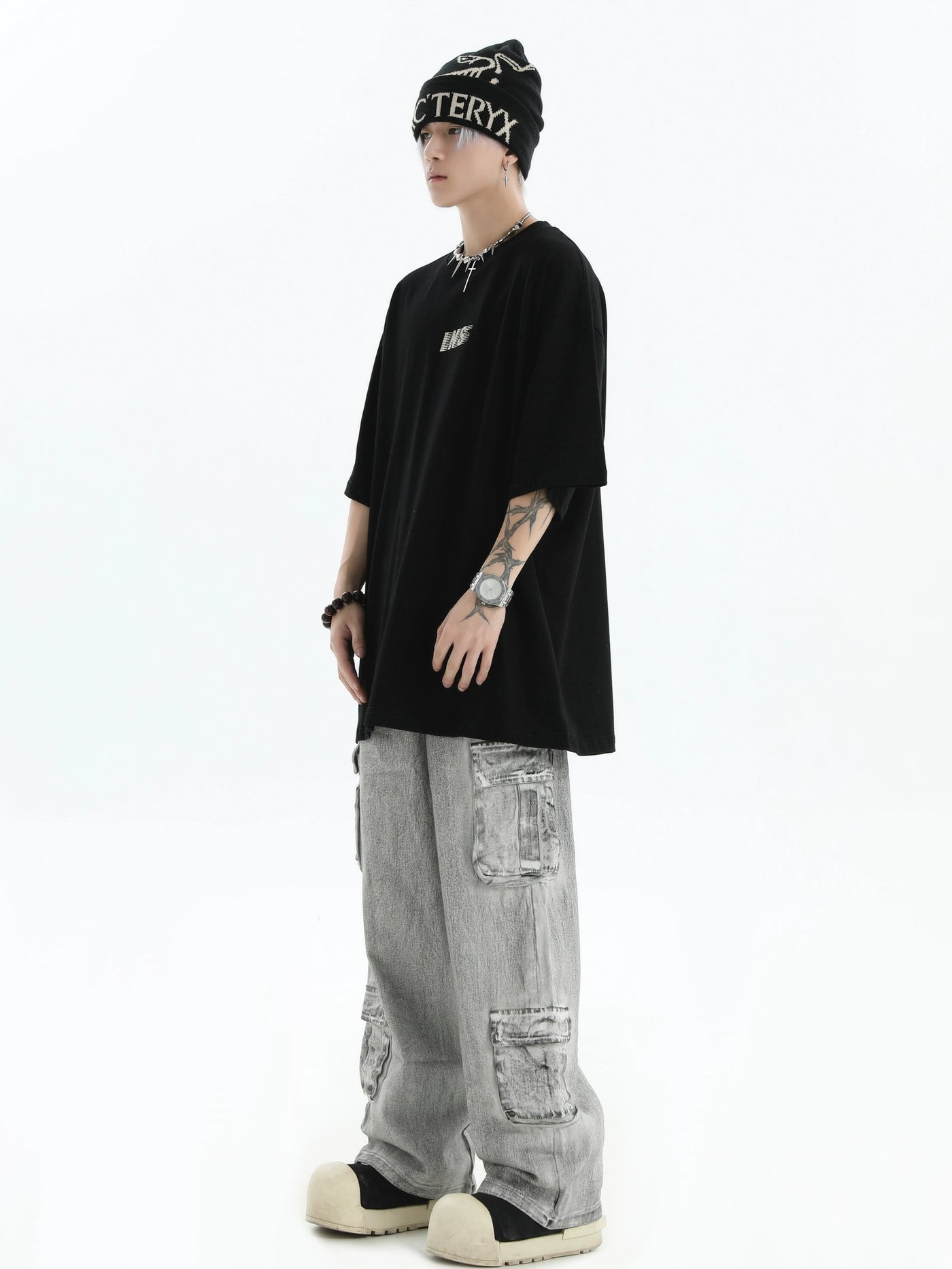 Chalk Effect Cargo Jeans Korean Street Fashion Jeans By INS Korea Shop Online at OH Vault