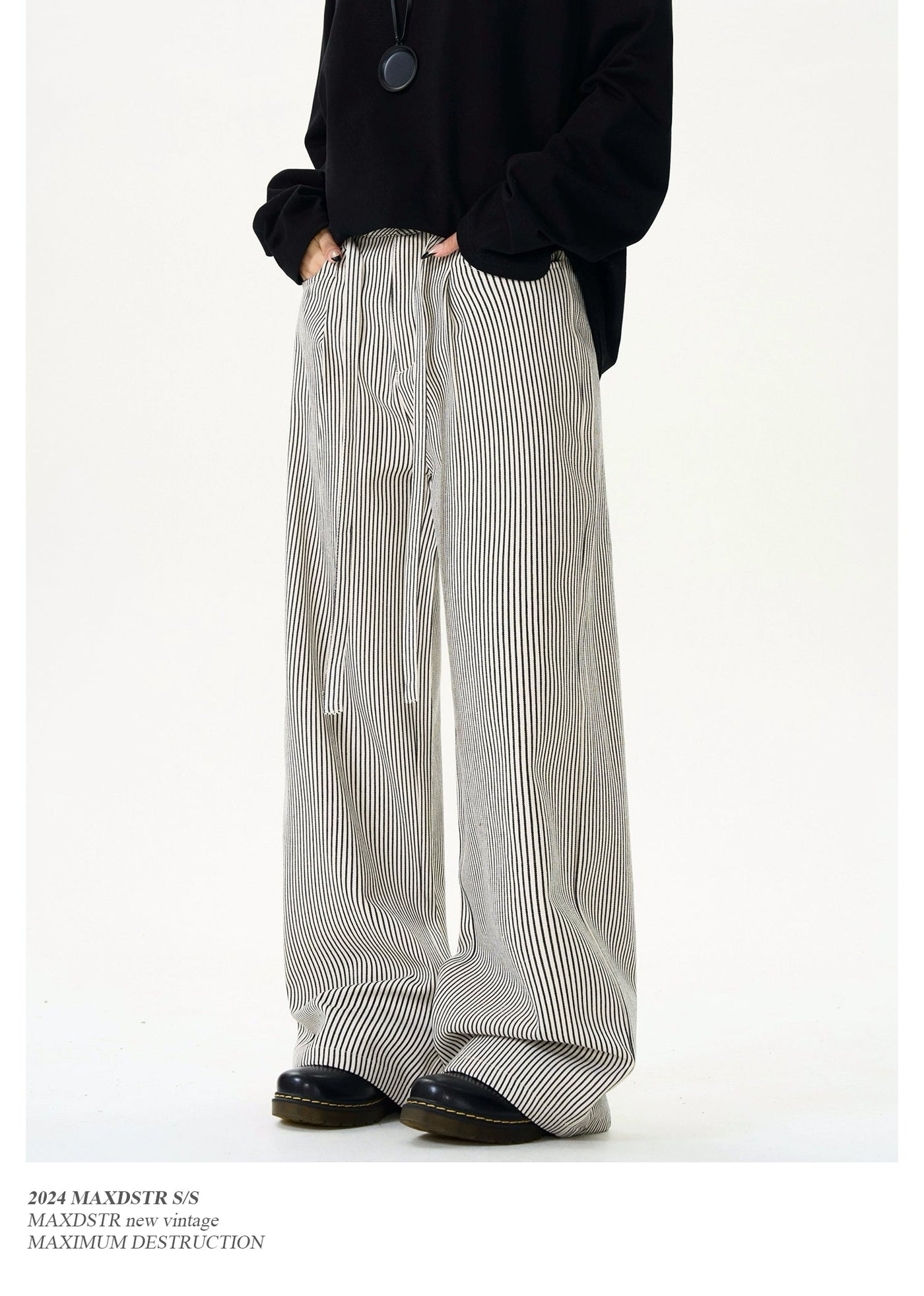 Vertical Striped Belt Strap Pants Korean Street Fashion Pants By MaxDstr Shop Online at OH Vault