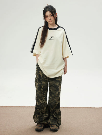 Contrast Spliced Basic T-Shirt Korean Street Fashion T-Shirt By Jump Next Shop Online at OH Vault