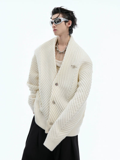 Lines Pattern Thick Knit Cardigan Korean Street Fashion Cardigan By Argue Culture Shop Online at OH Vault