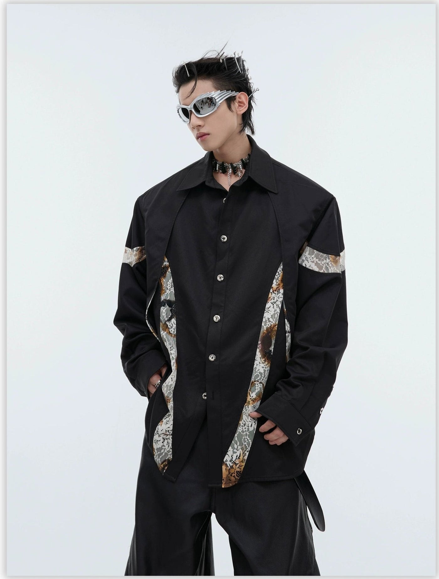 Burnt Lace Stitched Shirt Korean Street Fashion Shirt By Argue Culture Shop Online at OH Vault