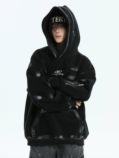 Logo Paint Smudged Hoodie Korean Street Fashion Hoodie By INS Korea Shop Online at OH Vault