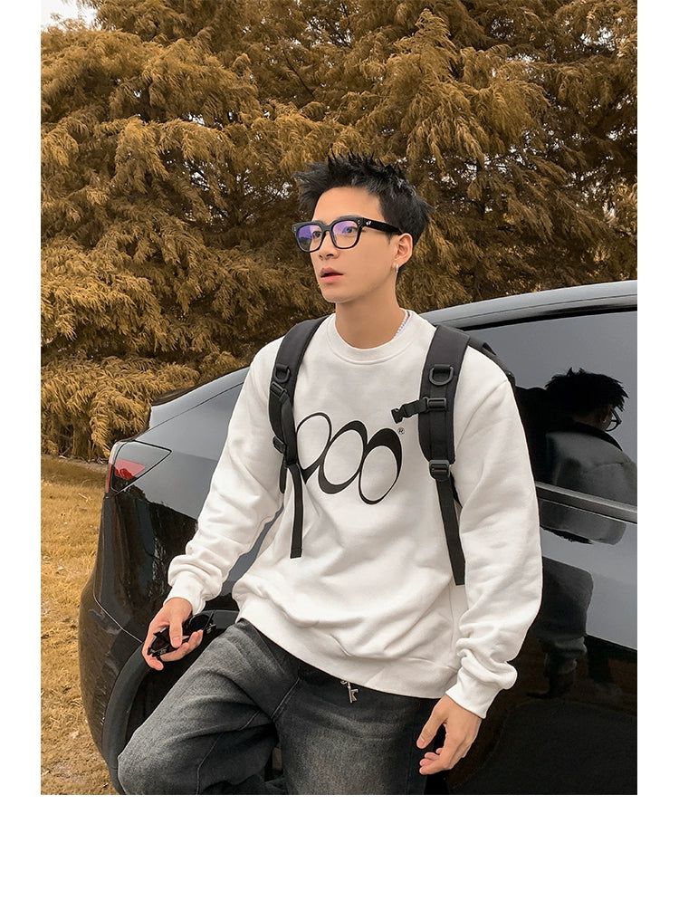 Casual Logo Graphic Crewneck Korean Street Fashion Crewneck By Poikilotherm Shop Online at OH Vault