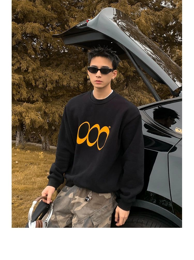 Casual Logo Graphic Crewneck Korean Street Fashion Crewneck By Poikilotherm Shop Online at OH Vault