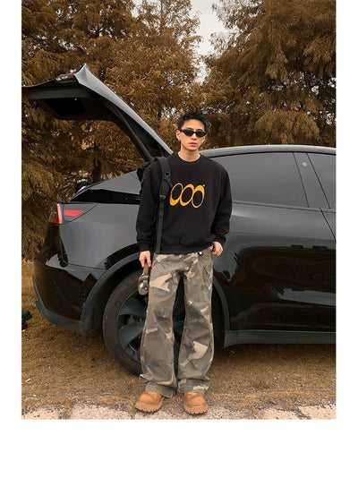 Casual Logo Graphic Crewneck Korean Street Fashion Crewneck By Poikilotherm Shop Online at OH Vault