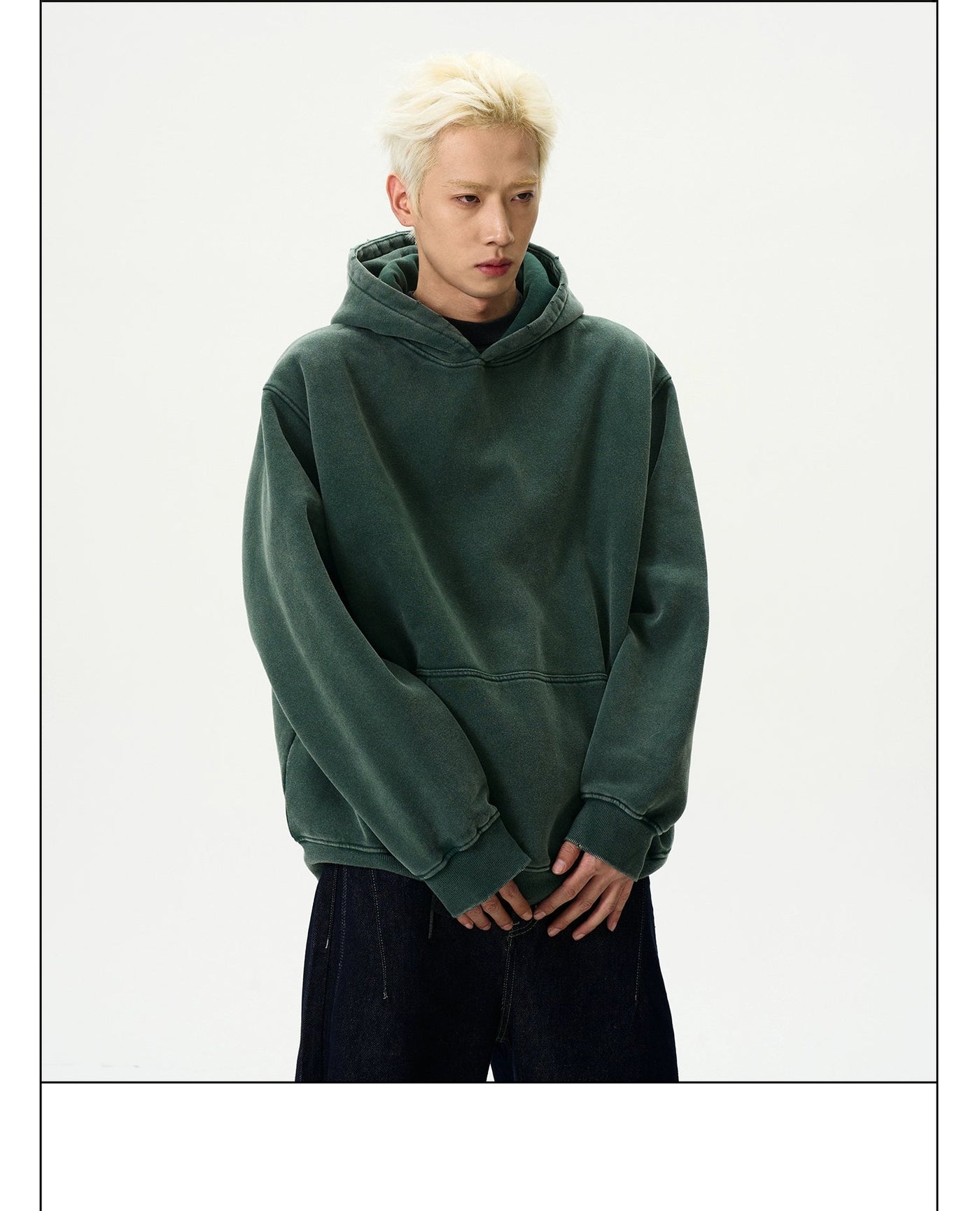 Washed Kangaroo Pocket Hoodie Korean Street Fashion Hoodie By A PUEE Shop Online at OH Vault