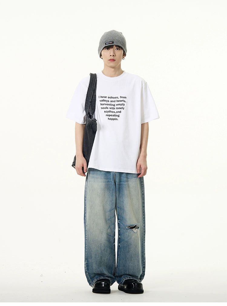 Faded One-Sided Hole Jeans Korean Street Fashion Jeans By 77Flight Shop Online at OH Vault