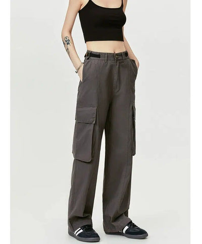 Flap Pocket Belted Strap Cargo Pants Korean Street Fashion Pants By Made Extreme Shop Online at OH Vault