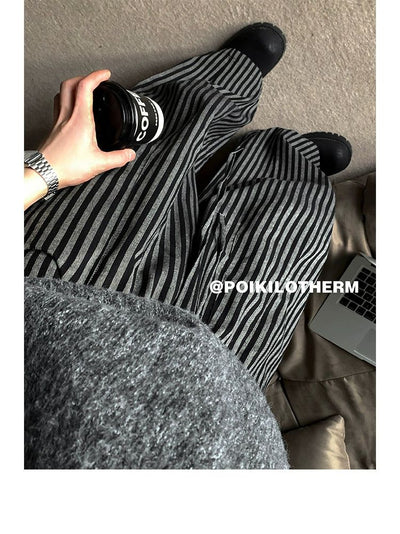 Drape Loose Striped Pants Korean Street Fashion Pants By Poikilotherm Shop Online at OH Vault