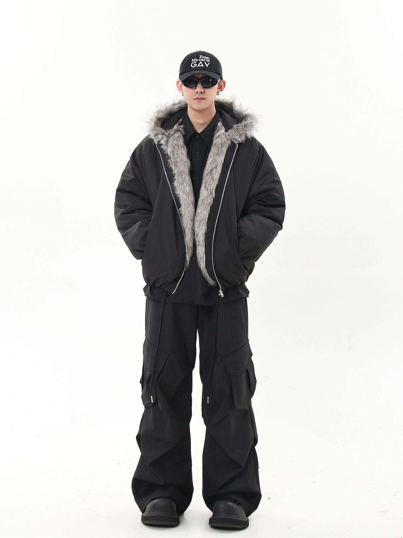 Drawcord Fur Trimmed Jacket Korean Street Fashion Jacket By Blacklists Shop Online at OH Vault