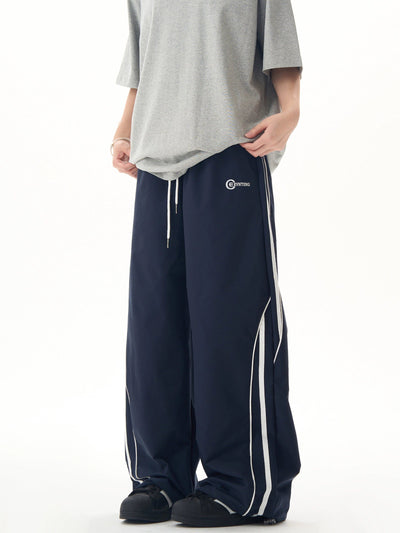 Drawcord Side Striped Track Pants Korean Street Fashion Pants By Ash Dark Shop Online at OH Vault