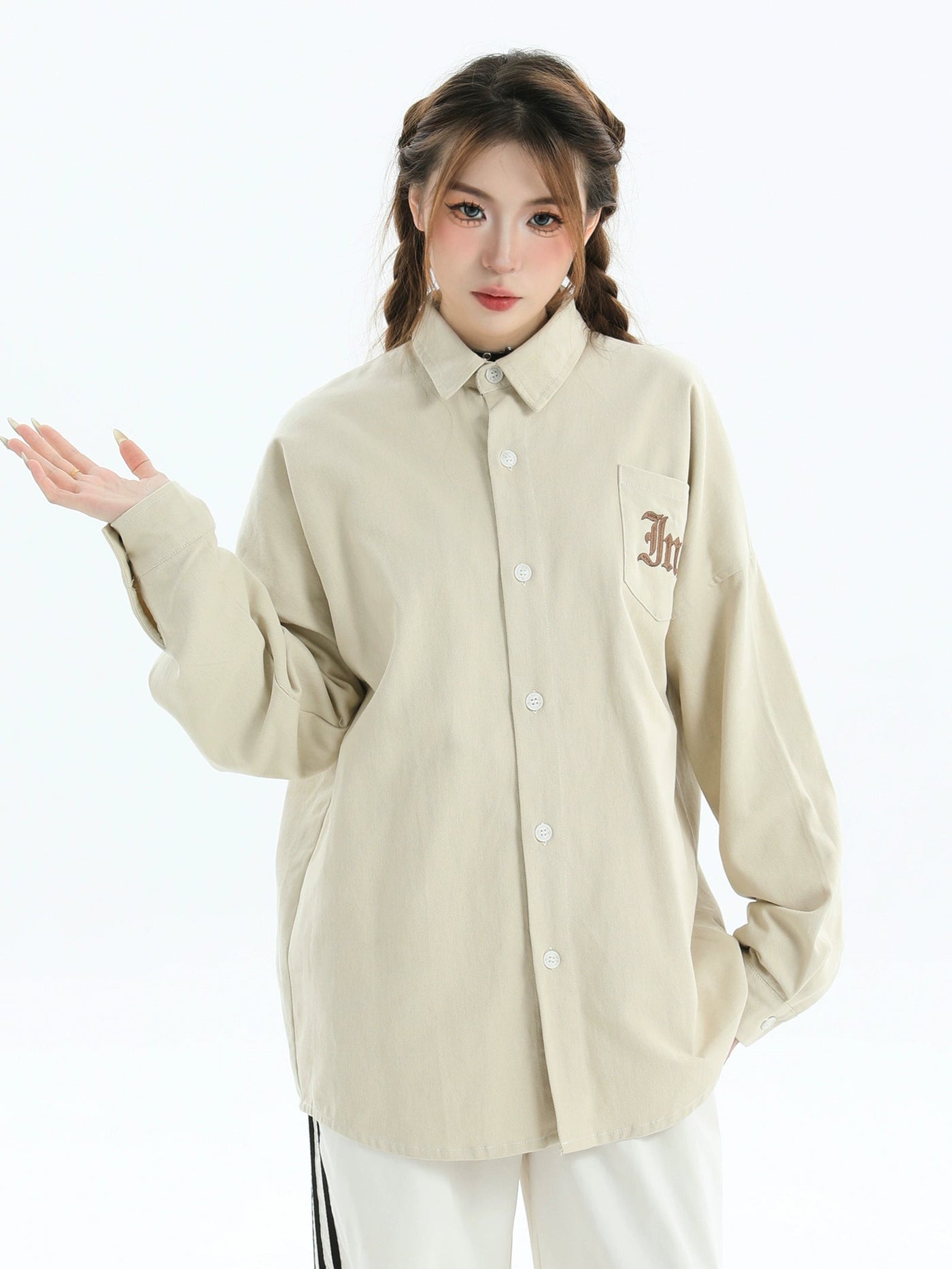 Stitched Pocket Buttoned Shirt Korean Street Fashion Shirt By INS Korea Shop Online at OH Vault