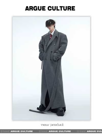 Double-Breasted Belted Trench Coat Korean Street Fashion Long Coat By Argue Culture Shop Online at OH Vault