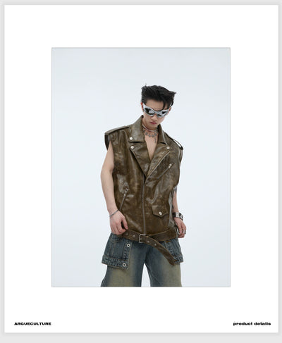 Strap Belt Leather Vest Korean Street Fashion Vest By Argue Culture Shop Online at OH Vault