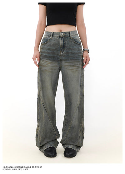 Dirty-Dyed Washed Jeans Korean Street Fashion Jeans By Mr Nearly Shop Online at OH Vault