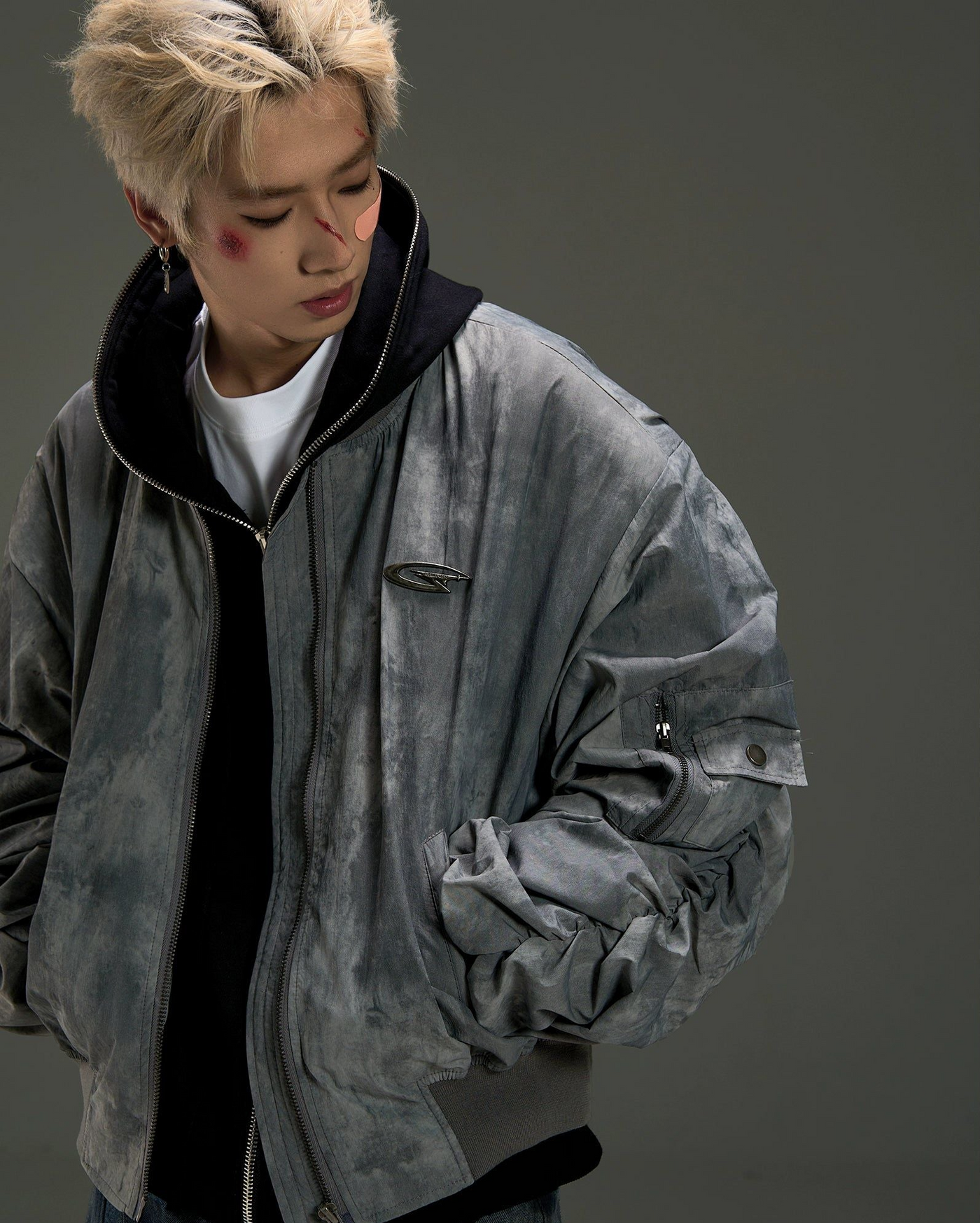 Cinched Sleeves Zippered Jacket Korean Street Fashion Jacket By MaxDstr Shop Online at OH Vault