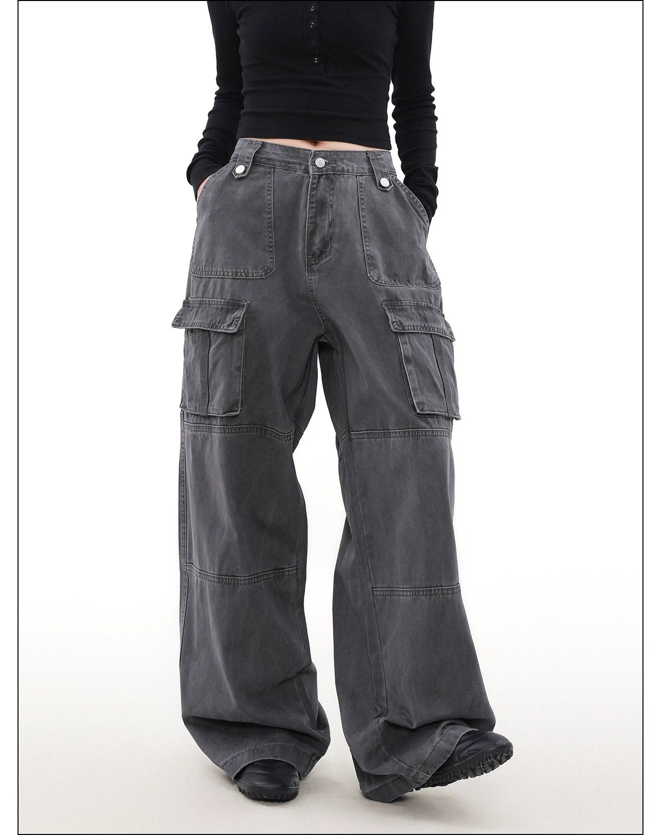 Faded Multi-Stitched Cargo Pants Korean Street Fashion Pants By Mr Nearly Shop Online at OH Vault