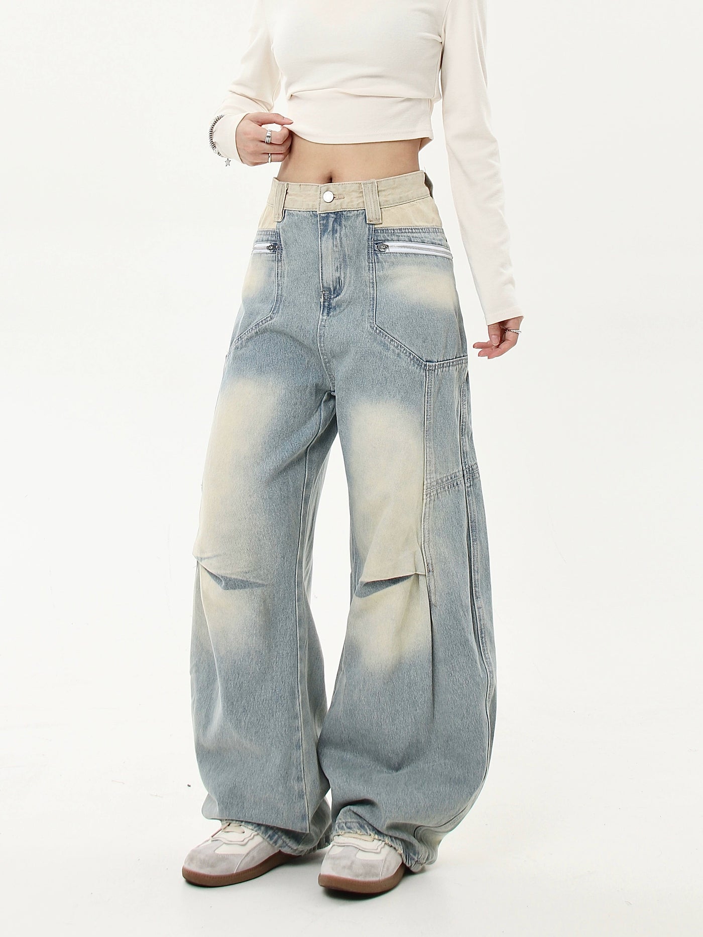 Gradient Wash Pleated Jeans Korean Street Fashion Jeans By Blacklists Shop Online at OH Vault