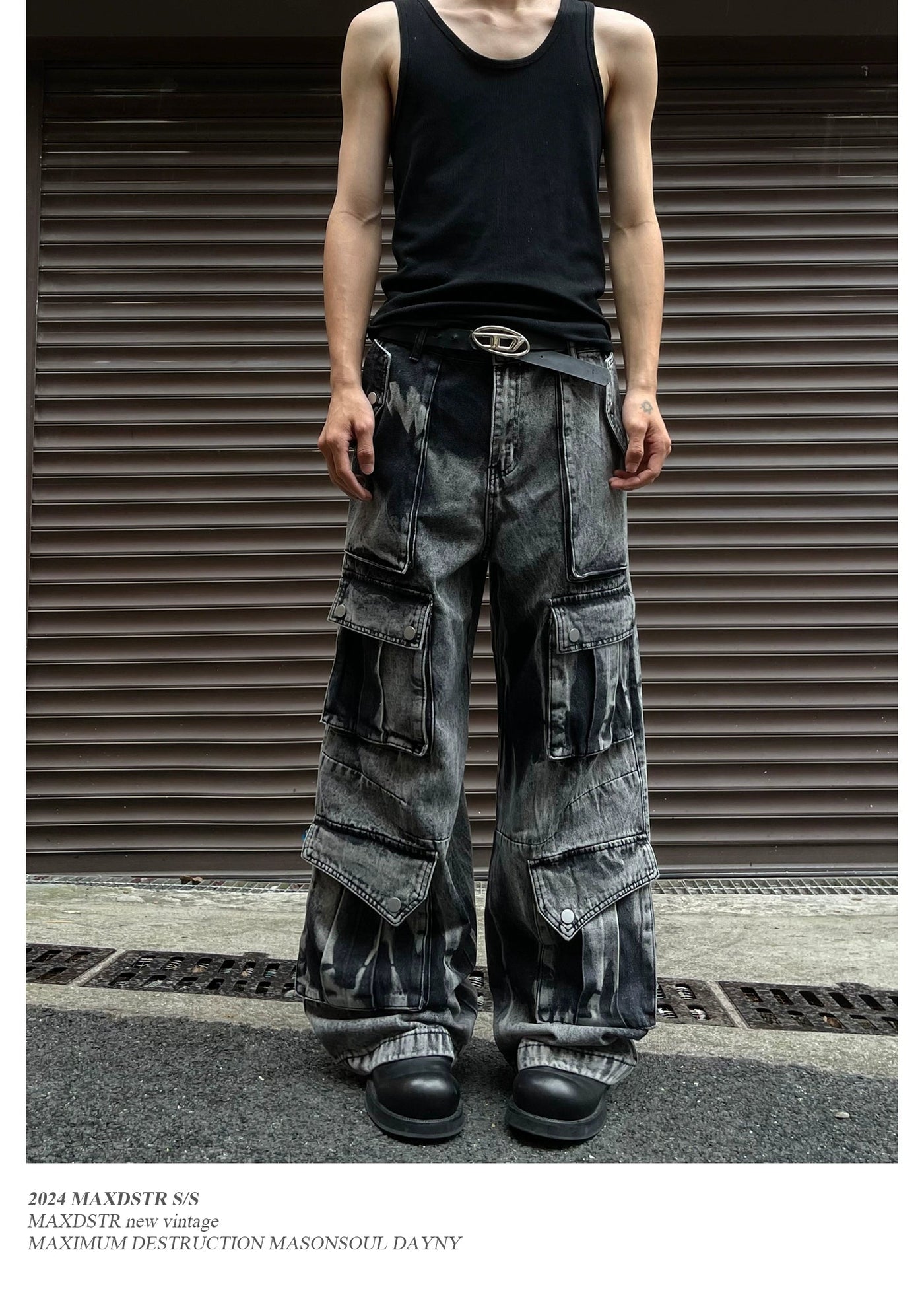 Gradient Washed Baggy Cargo Jeans Korean Street Fashion Jeans By MaxDstr Shop Online at OH Vault