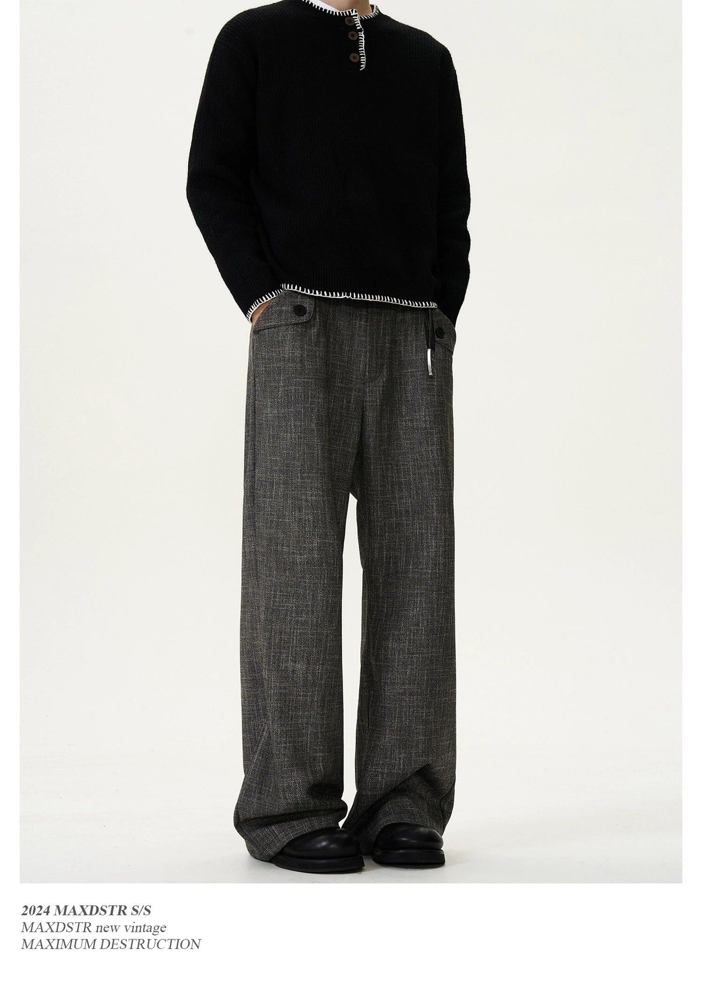 Flip Pocket Textured Flared Pants Korean Street Fashion Pants By MaxDstr Shop Online at OH Vault