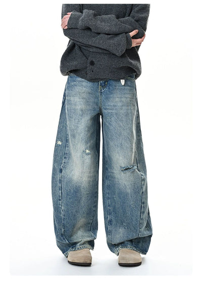 Ripped-Knee Scimitar Jeans Korean Street Fashion Jeans By Made Extreme Shop Online at OH Vault