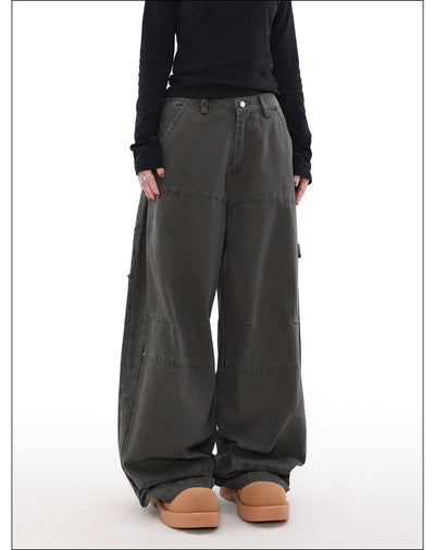 Seam Detail Wide Cut Cargo Pants Korean Street Fashion Pants By Mr Nearly Shop Online at OH Vault