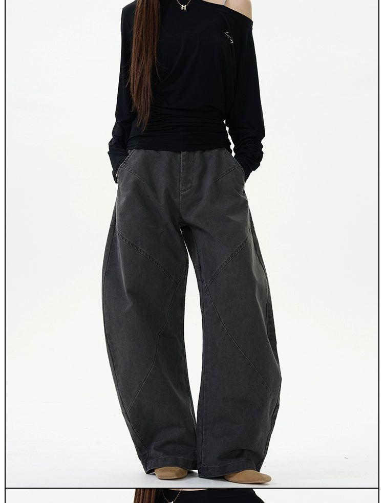 Solid Wide Leg Loose Fit Pants Korean Street Fashion Pants By 77Flight Shop Online at OH Vault