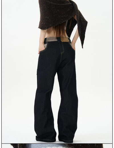 Stitched Plush Reverse Jeans Korean Street Fashion Jeans By 77Flight Shop Online at OH Vault