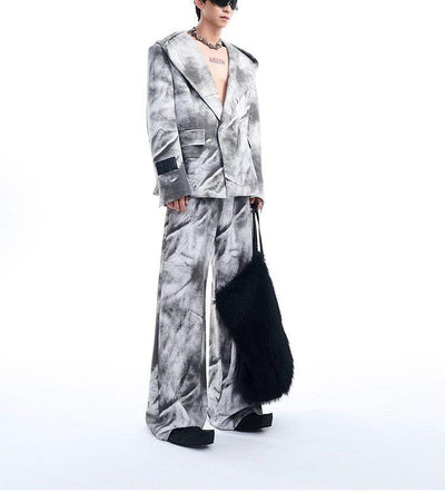 Loose Fit Hooded Blazer & Wide Leg Pants Set Korean Street Fashion Clothing Set By Slim Black Shop Online at OH Vault