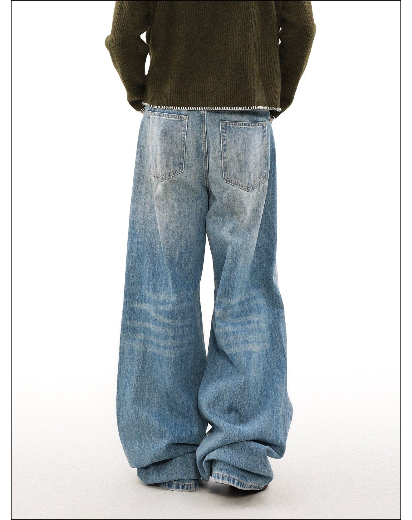 Washed Pleated Straight Leg Jeans Korean Street Fashion Jeans By Mr Nearly Shop Online at OH Vault