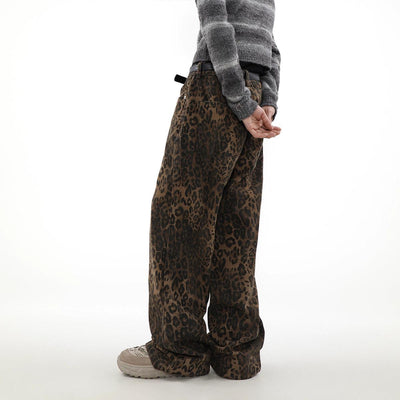 Leopard Print Straight Cut Jeans Korean Street Fashion Jeans By Mr Nearly Shop Online at OH Vault