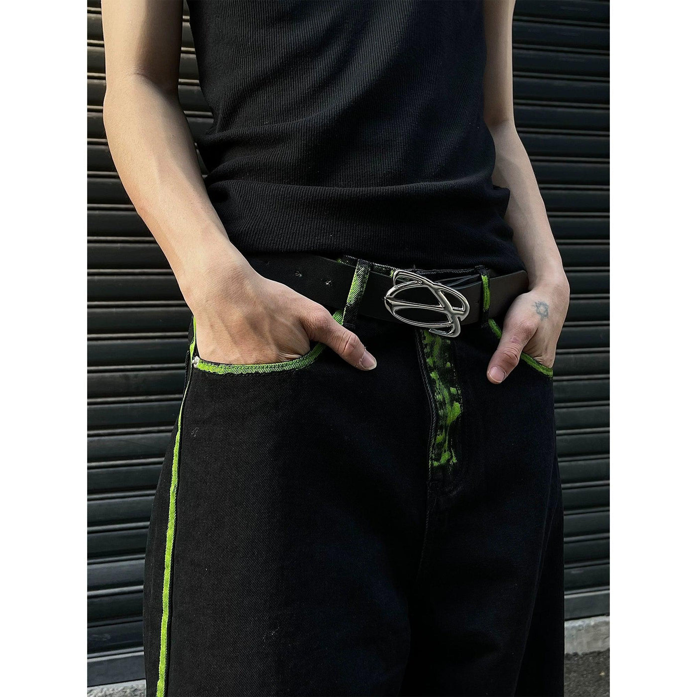 Graffiti Line Wide Pants Korean Street Fashion Pants By MaxDstr Shop Online at OH Vault