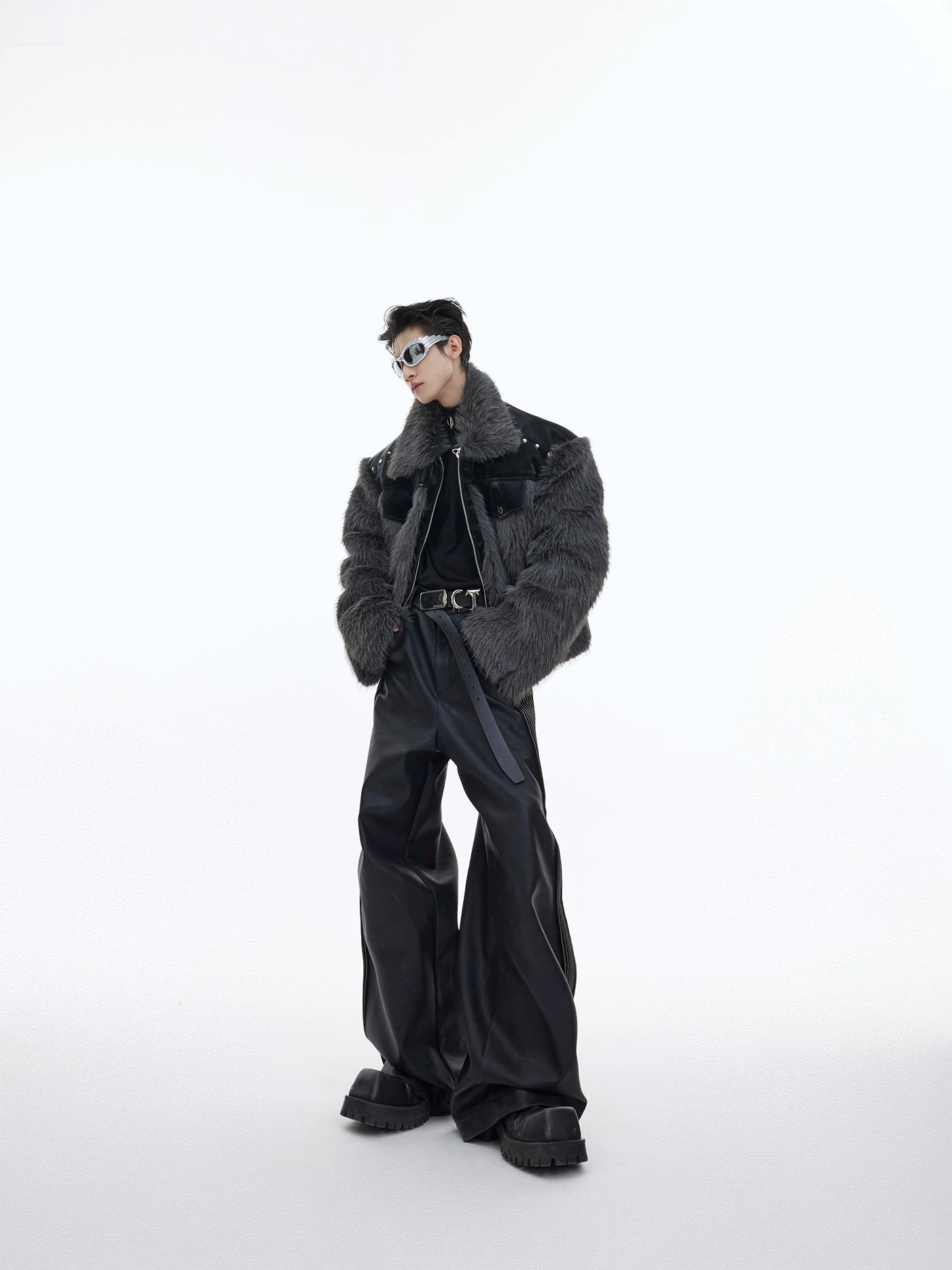 Fur and Leather Splice Jacket Korean Street Fashion Jacket By Argue Culture Shop Online at OH Vault