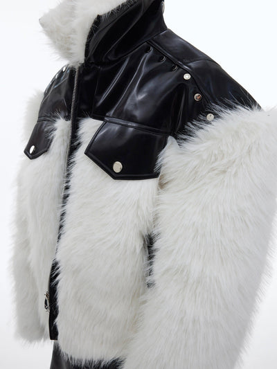 Fur and Leather Splice Jacket Korean Street Fashion Jacket By Argue Culture Shop Online at OH Vault