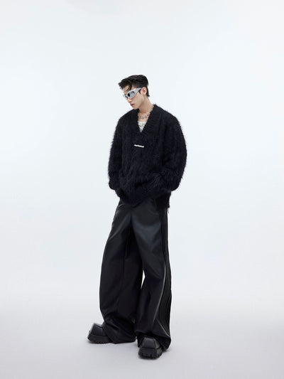 V-Neck Thick Fur Sweater Korean Street Fashion Sweater By Argue Culture Shop Online at OH Vault