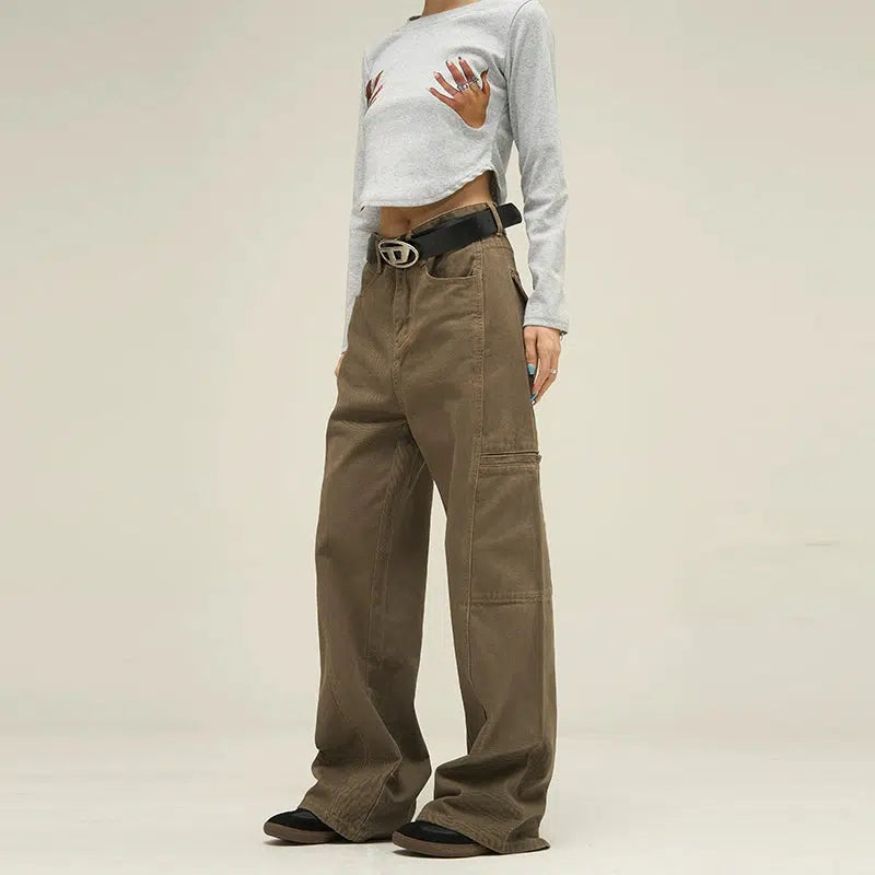 Classic Seam Detail Cargo Pants Korean Street Fashion Pants By 77Flight Shop Online at OH Vault