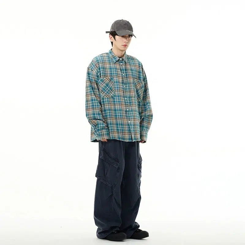 Classic Plaid Front Pocket Shirt Korean Street Fashion Shirt By 77Flight Shop Online at OH Vault