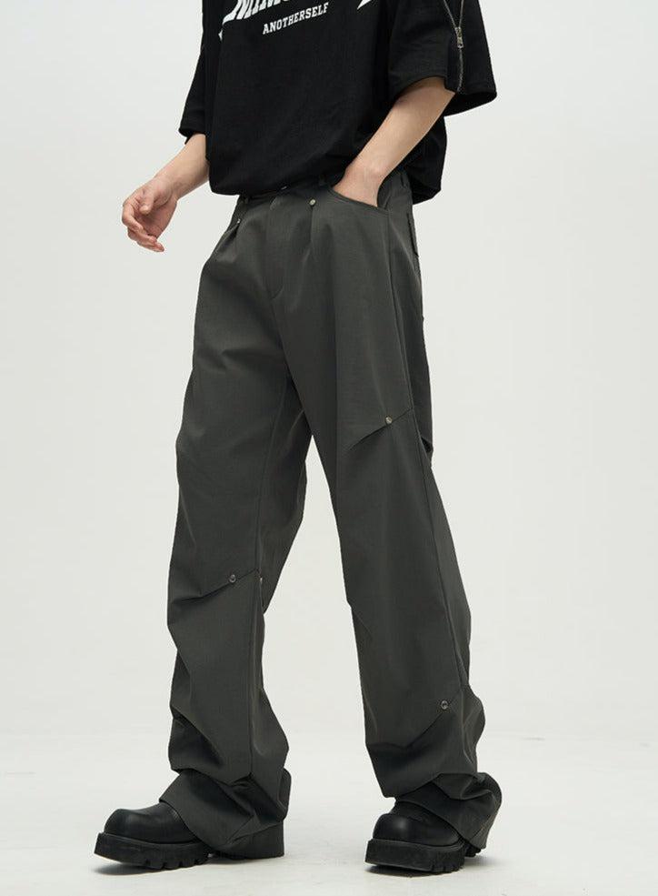 Casual Buttoned Pleats Pants Korean Street Fashion Pants By 77Flight Shop Online at OH Vault