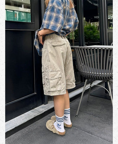 Flap Pocket Cargo Style Shorts Korean Street Fashion Shorts By Made Extreme Shop Online at OH Vault