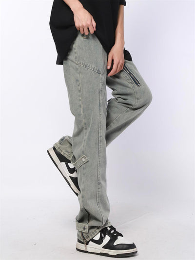 Zippered Slit Straight Jeans Korean Street Fashion Jeans By Made Extreme Shop Online at OH Vault