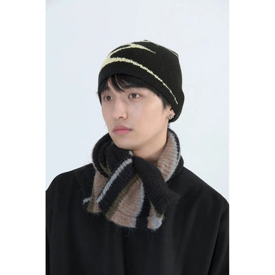 Contrast Logo Knit Hat Korean Street Fashion Hat By Mentmate Shop Online at OH Vault