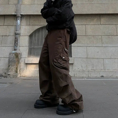 Irregular Pocket Wide Leg Cargo Pants Korean Street Fashion Pants By FATE Shop Online at OH Vault