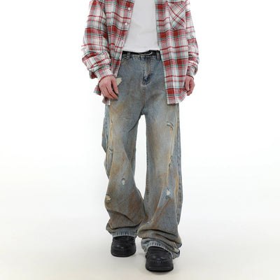 Paint Stained Ripped Jeans Korean Street Fashion Jeans By Mr Nearly Shop Online at OH Vault