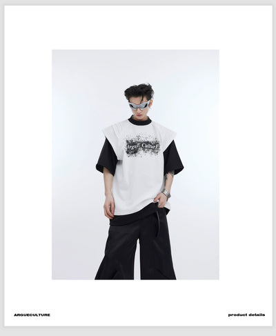 Layered & Printed T-Shirt Korean Street Fashion T-Shirt By Argue Culture Shop Online at OH Vault